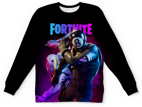 Заказать детские свитшоты в Москве. Детский свитшот с полной запечаткой FORTNITE от geekbox - готовые дизайны и нанесение принтов.