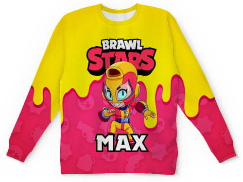 Заказать детские свитшоты в Москве. Детский свитшот с полной запечаткой BRAWL STARS MAX от geekbox - готовые дизайны и нанесение принтов.