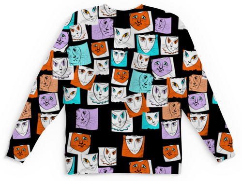 Заказать детские свитшоты в Москве. Детский свитшот с полной запечаткой Странные кошки паттерн от ELENA ZHARINOVA - готовые дизайны и нанесение принтов.