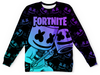 Заказать детские свитшоты в Москве. Детский свитшот с полной запечаткой Fortnite, Marshmello от geekbox - готовые дизайны и нанесение принтов.