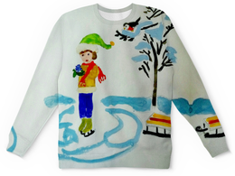 Заказать детские свитшоты в Москве. Детский свитшот с полной запечаткой Зимние забавы от mrs-snit@yandex.ru - готовые дизайны и нанесение принтов.