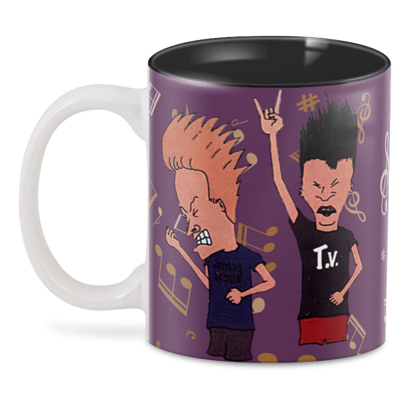 Printio 3D кружка Beavis and butt-head. кружка рамзан решает всё черная внутри и черная ручка