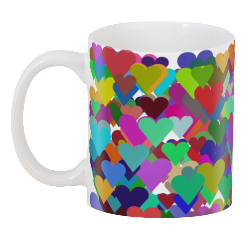 Printio 3D кружка Разноцветные сердечки для любимых кружка юра для любимых людей