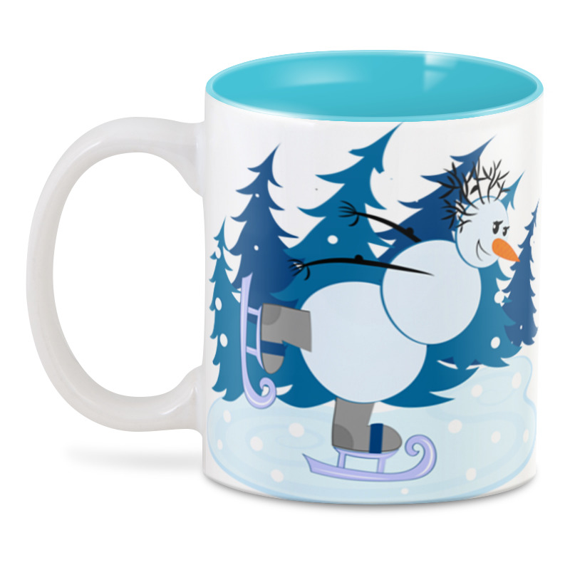 Printio 3D кружка Снеговик среди голубых елок катается на коньках printio 3d кружка снеговик среди голубых елок катается на коньках