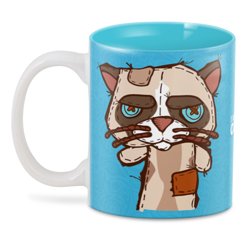 Printio 3D кружка ☂ grumpy cat ☂ printio кружка с цветной ручкой и ободком ☂ grumpy cat ☂