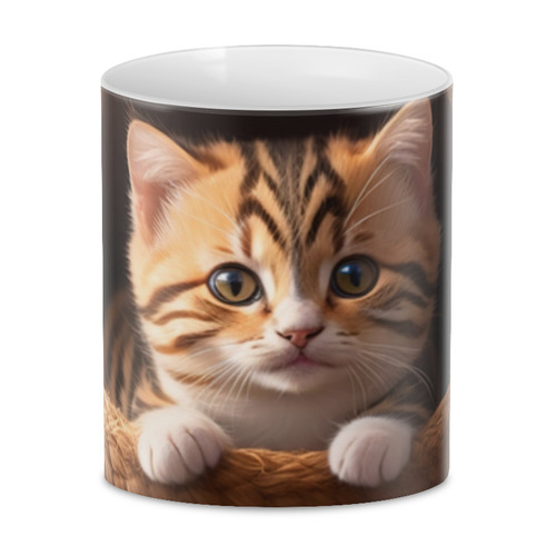 Заказать кружку в Москве. 3D кружка котенок в корзинке от liza-shatoper@mail.ru - готовые дизайны и нанесение принтов.