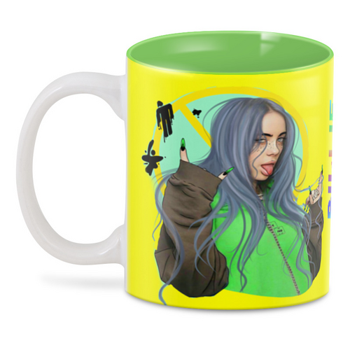 Заказать кружку в Москве. 3D кружка Billie Eilish( Билли Айлиш) от T-shirt print  - готовые дизайны и нанесение принтов.