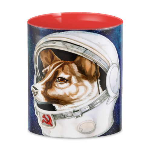 Заказать кружку в Москве. 3D кружка Собака в космосе  от T-shirt print  - готовые дизайны и нанесение принтов.