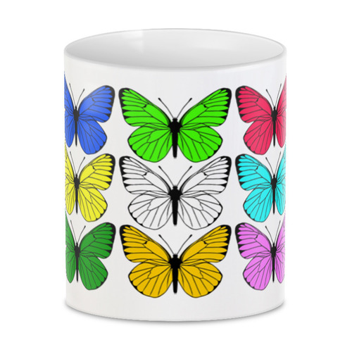 Заказать кружку в Москве. 3D кружка Цветные бабочки. от Alexey Evsyunin - готовые дизайны и нанесение принтов.