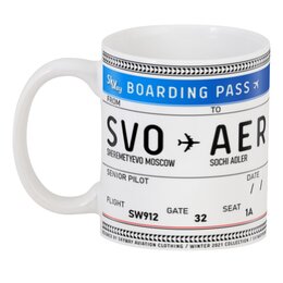 Заказать кружку в Москве. 3D кружка Посадочный талон / Boarding pass от SkyWay Aviation Clothing RUS  - готовые дизайны и нанесение принтов.