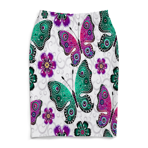 Заказать юбки в Москве. Юбка-карандаш Цветные бабочки от THE_NISE  - готовые дизайны и нанесение принтов.