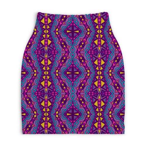 Заказать юбки в Москве. Юбка-карандаш укороченная Фиолетовая мозаика от THE_NISE  - готовые дизайны и нанесение принтов.