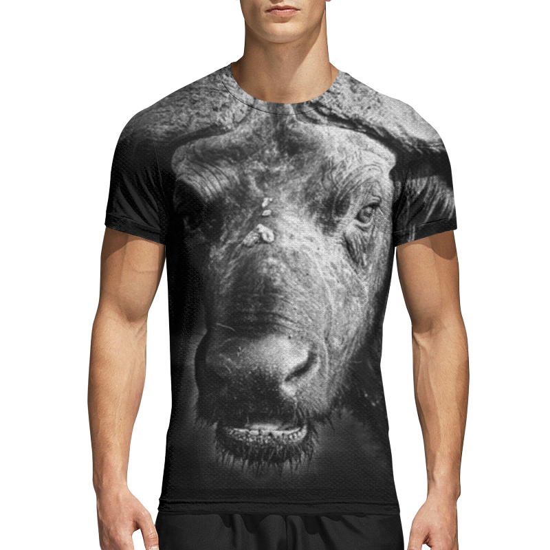 фигурка африканский буйвол теленок Printio Спортивная футболка 3D Буйвол африканский