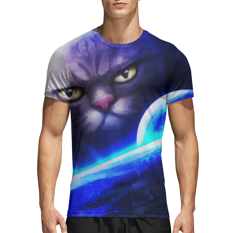 Printio Спортивная футболка 3D кот в космосе детская футболка кот в космосе 128 синий