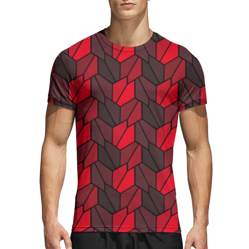 Заказать спортивные футболки в Москве. Спортивная футболка 3D Rumpled Red от Soluvel  - готовые дизайны и нанесение принтов.