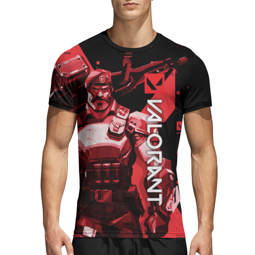 Заказать спортивные футболки в Москве. Спортивная футболка 3D VALORANT BRIMSTONE от geekbox - готовые дизайны и нанесение принтов.