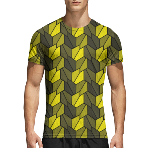 Заказать спортивные футболки в Москве. Спортивная футболка 3D Rumpled Yellow от Soluvel  - готовые дизайны и нанесение принтов.
