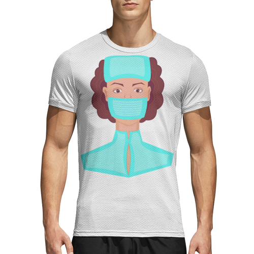 Заказать спортивные футболки в Москве. Спортивная футболка 3D Медсестра в маске от Stil na yarkosti - готовые дизайны и нанесение принтов.