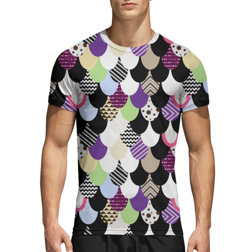 Заказать спортивные футболки в Москве. Спортивная футболка 3D Абстрактная драконья чешуя от IrinkaArt  - готовые дизайны и нанесение принтов.