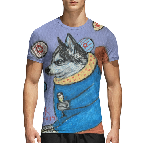 Заказать спортивные футболки в Москве. Спортивная футболка 3D Пьющая собака от Pavel Kuragin - готовые дизайны и нанесение принтов.