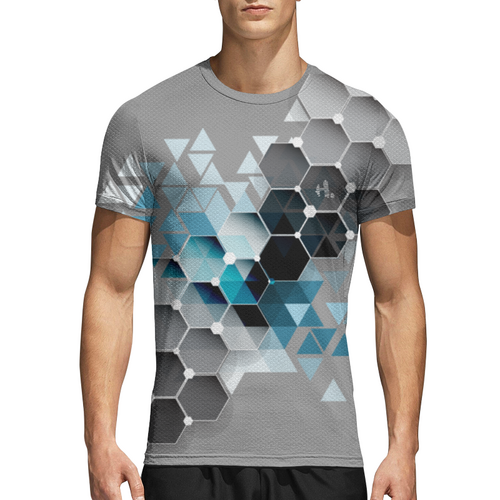 Заказать спортивные футболки в Москве. Спортивная футболка 3D Соты к17 от Никита Коледенков - готовые дизайны и нанесение принтов.