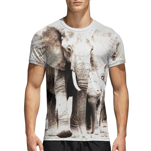 Заказать спортивные футболки в Москве. Спортивная футболка 3D Семья слонов от Julia Sundukova - готовые дизайны и нанесение принтов.
