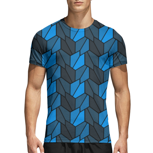 Заказать спортивные футболки в Москве. Спортивная футболка 3D Rumpled Aqua от Soluvel  - готовые дизайны и нанесение принтов.