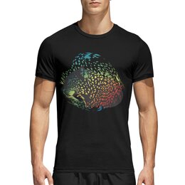 Заказать спортивные футболки в Москве. Спортивная футболка 3D Радужный леопард от Zorgo-Art  - готовые дизайны и нанесение принтов.