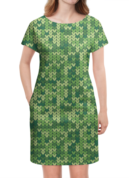 Заказать платье в Москве. Платье летнее Зеленый вязаный узор от Antaya - готовые дизайны и нанесение принтов.