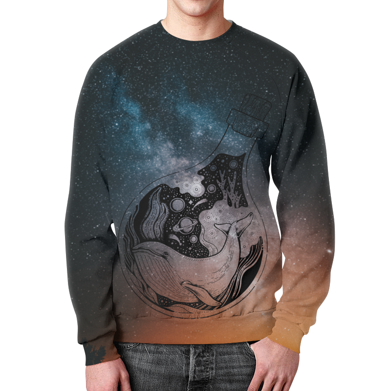 Printio Свитшот мужской с полной запечаткой Космический кит printio футболка с полной запечаткой женская космический кит