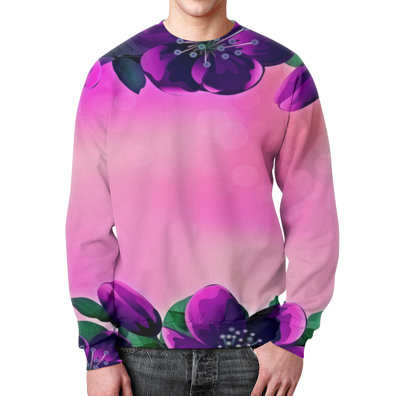 Printio Свитшот мужской с полной запечаткой Фиолетовые цветы