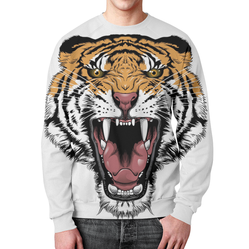 printio свитшот мужской с полной запечаткой тигр в джунглях Printio Свитшот мужской с полной запечаткой Тигр