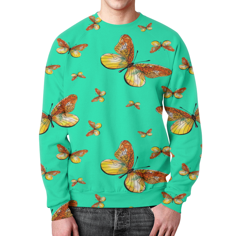 Printio Свитшот мужской с полной запечаткой Полет бабочек