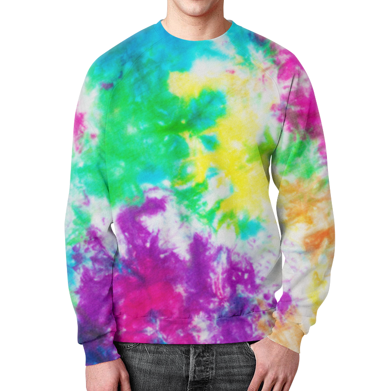 Printio Свитшот мужской с полной запечаткой Tie-dye разноцветный свитшот с эффектом тай дай 448 графит