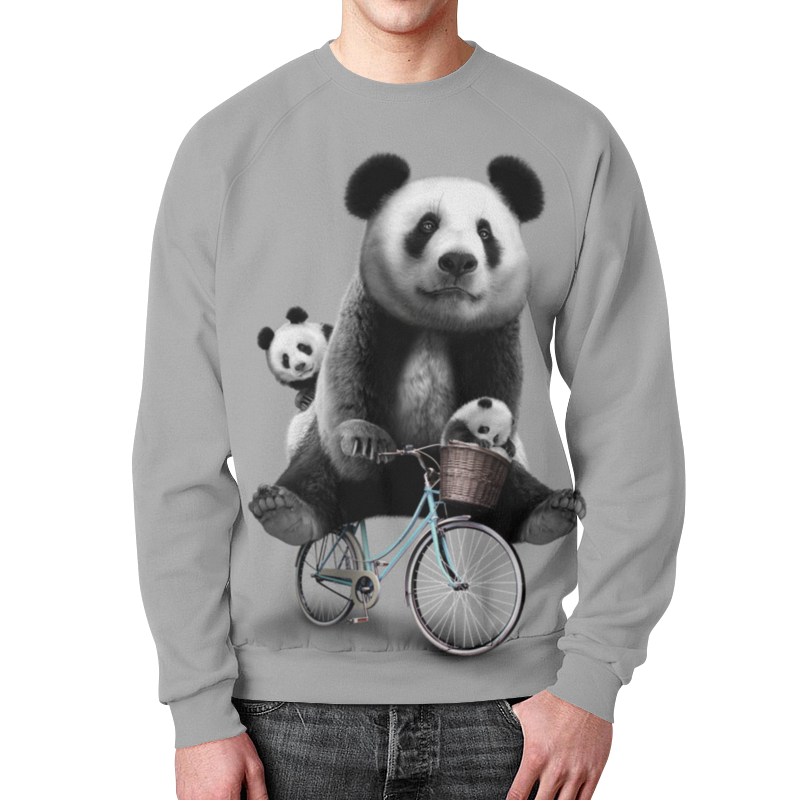 Printio Свитшот мужской с полной запечаткой Панда на велосипеде printio футболка с полной запечаткой женская панда на велосипеде