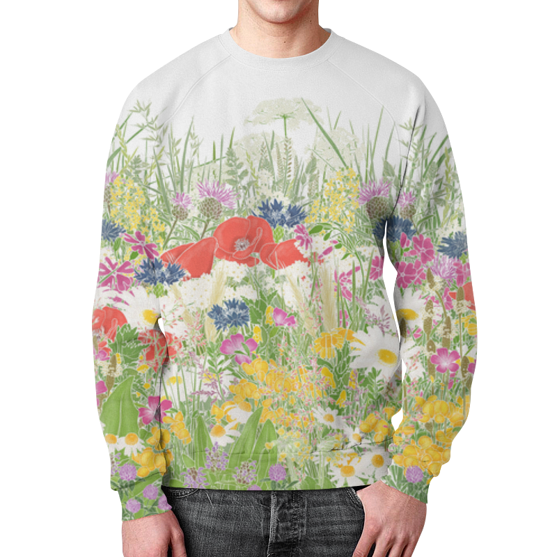 Printio Свитшот мужской с полной запечаткой Цветочная поляна printio футболка с полной запечаткой мужская цветочная поляна