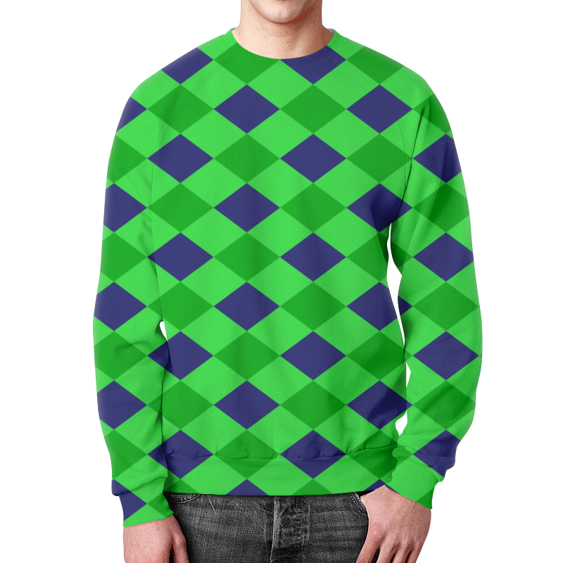 Printio Свитшот мужской с полной запечаткой Сине-зеленые квадраты printio футболка с полной запечаткой для девочек сине зеленые квадраты