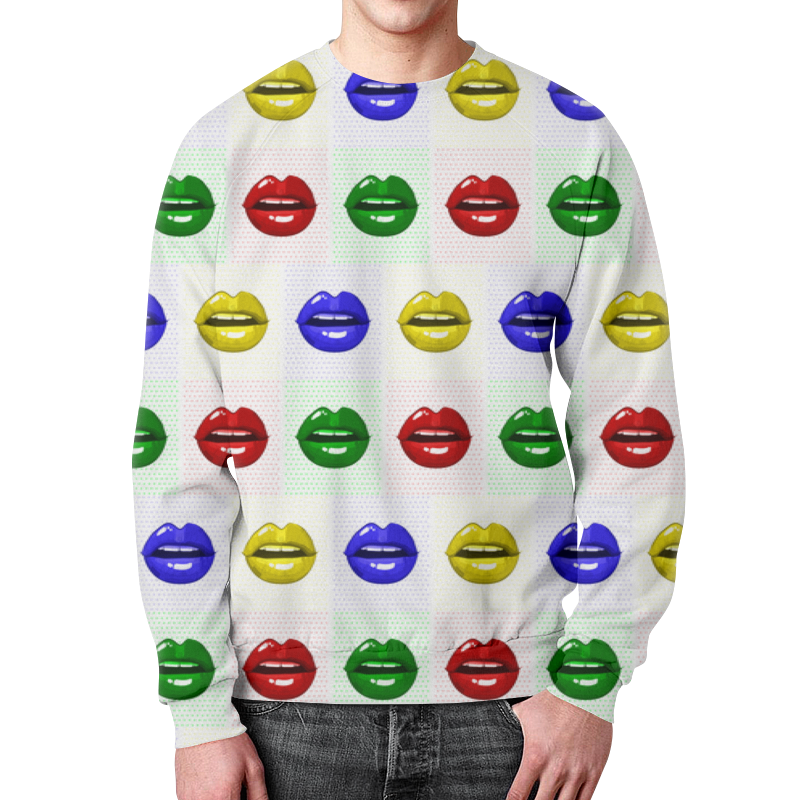 Printio Свитшот мужской с полной запечаткой Цветные губы printio футболка с полной запечаткой женская цветные губы