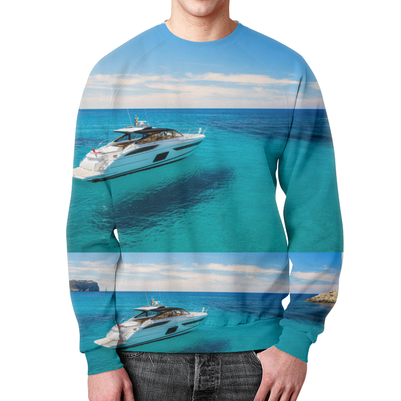 Printio Свитшот мужской с полной запечаткой Яхта в море. printio футболка с полной запечаткой женская яхта в море