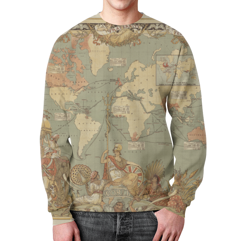 Printio Свитшот мужской с полной запечаткой Карта мира 1886 printio свитшот мужской с полной запечаткой свитшот с цветной картой мира