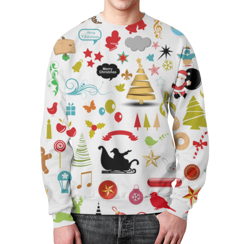 Printio Свитшот мужской с полной запечаткой Новогодние узоры