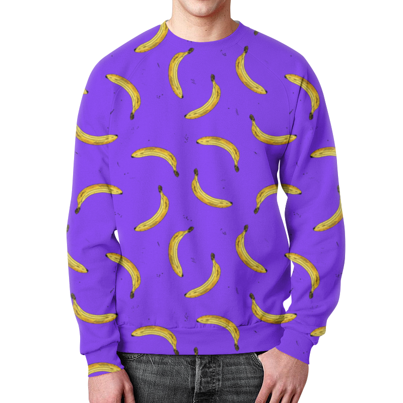 Printio Свитшот мужской с полной запечаткой Бананы на фиолетовом printio свитшот мужской с полной запечаткой рычащий тикр арт