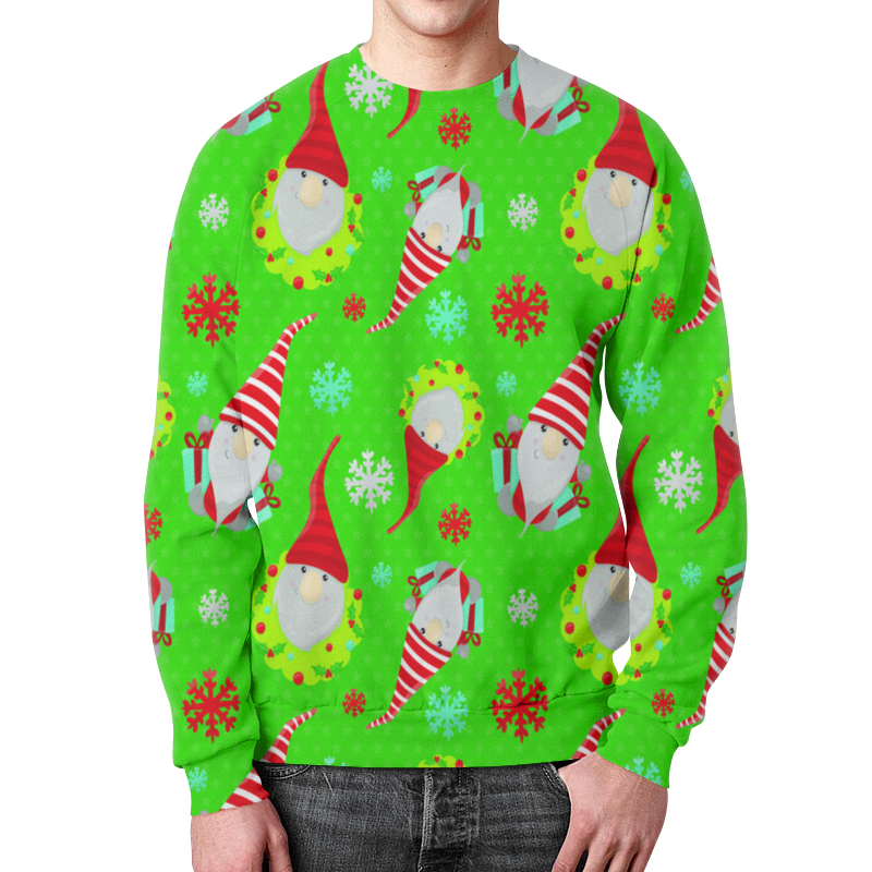 Printio Свитшот мужской с полной запечаткой Снежинки