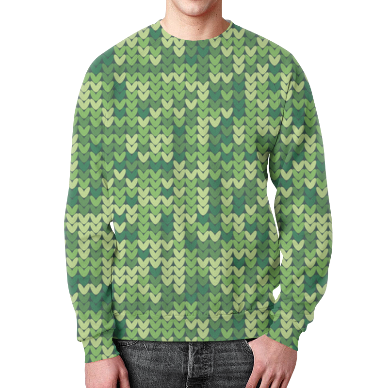 Printio Свитшот мужской с полной запечаткой Зеленый вязаный узор printio футболка с полной запечаткой мужская зеленый вязаный узор