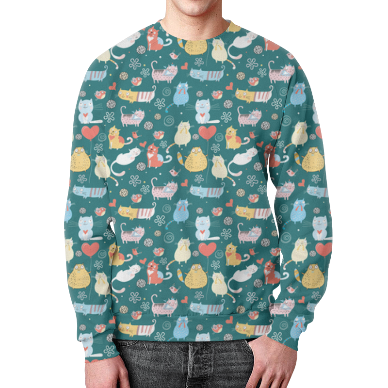 Printio Свитшот мужской с полной запечаткой Счастливые котики