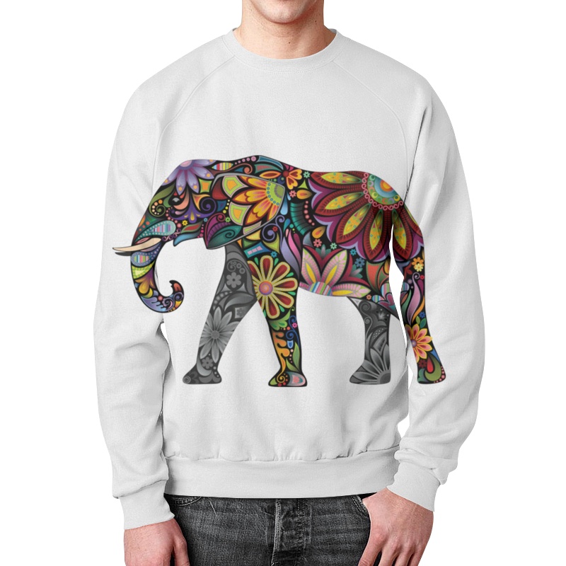 printio свитшот мужской с полной запечаткой цветочный слон Printio Свитшот мужской с полной запечаткой Цветочный слон