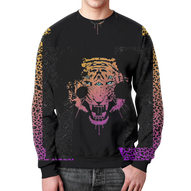 printio свитшот мужской с полной запечаткой тигр в джунглях Printio Свитшот мужской с полной запечаткой Tiger roar