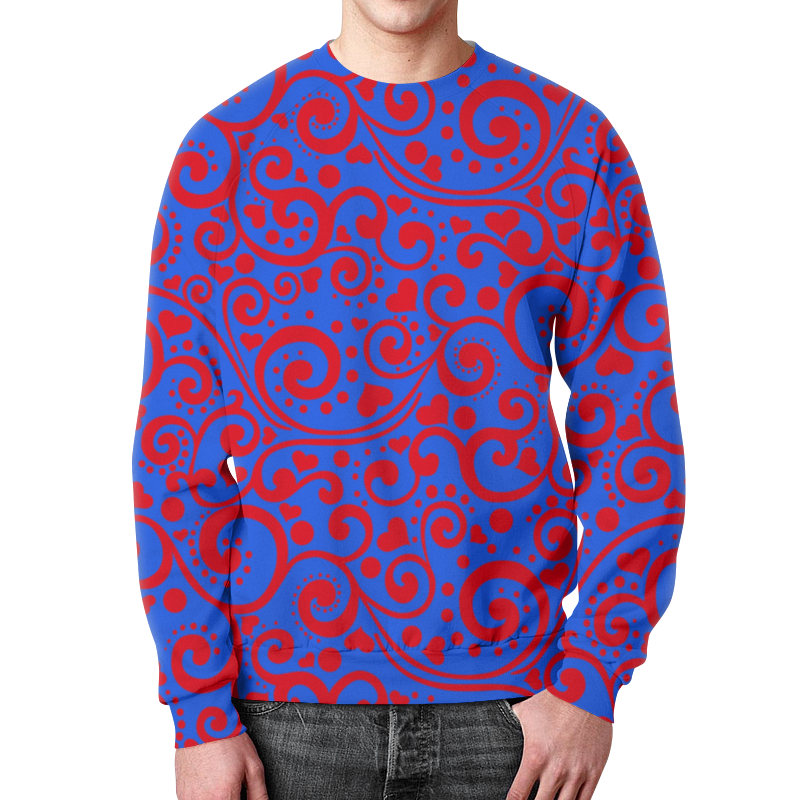 Printio Свитшот мужской с полной запечаткой Сердечки