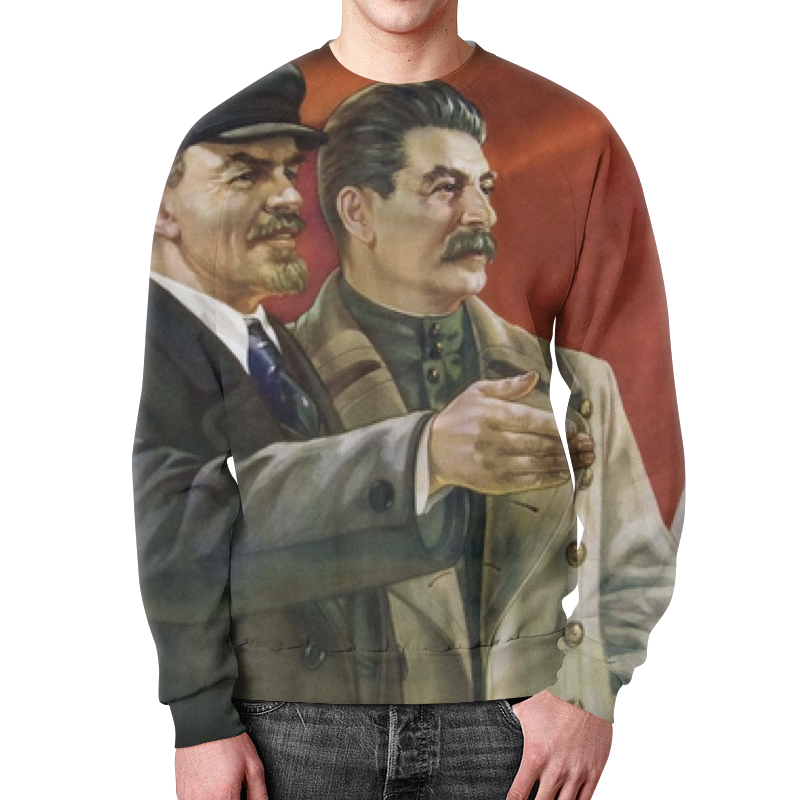 Printio Свитшот мужской с полной запечаткой Ленин и сталин printio футболка с полной запечаткой для мальчиков сталин и ленин