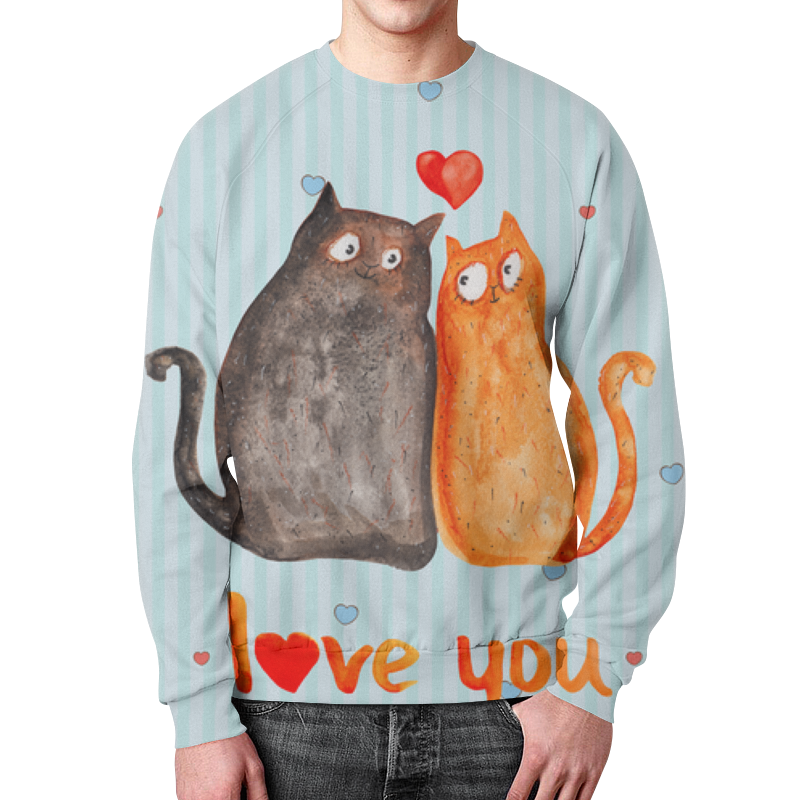 printio свитшот мужской с полной запечаткой влюбленные коты Printio Свитшот мужской с полной запечаткой Влюбленные коты